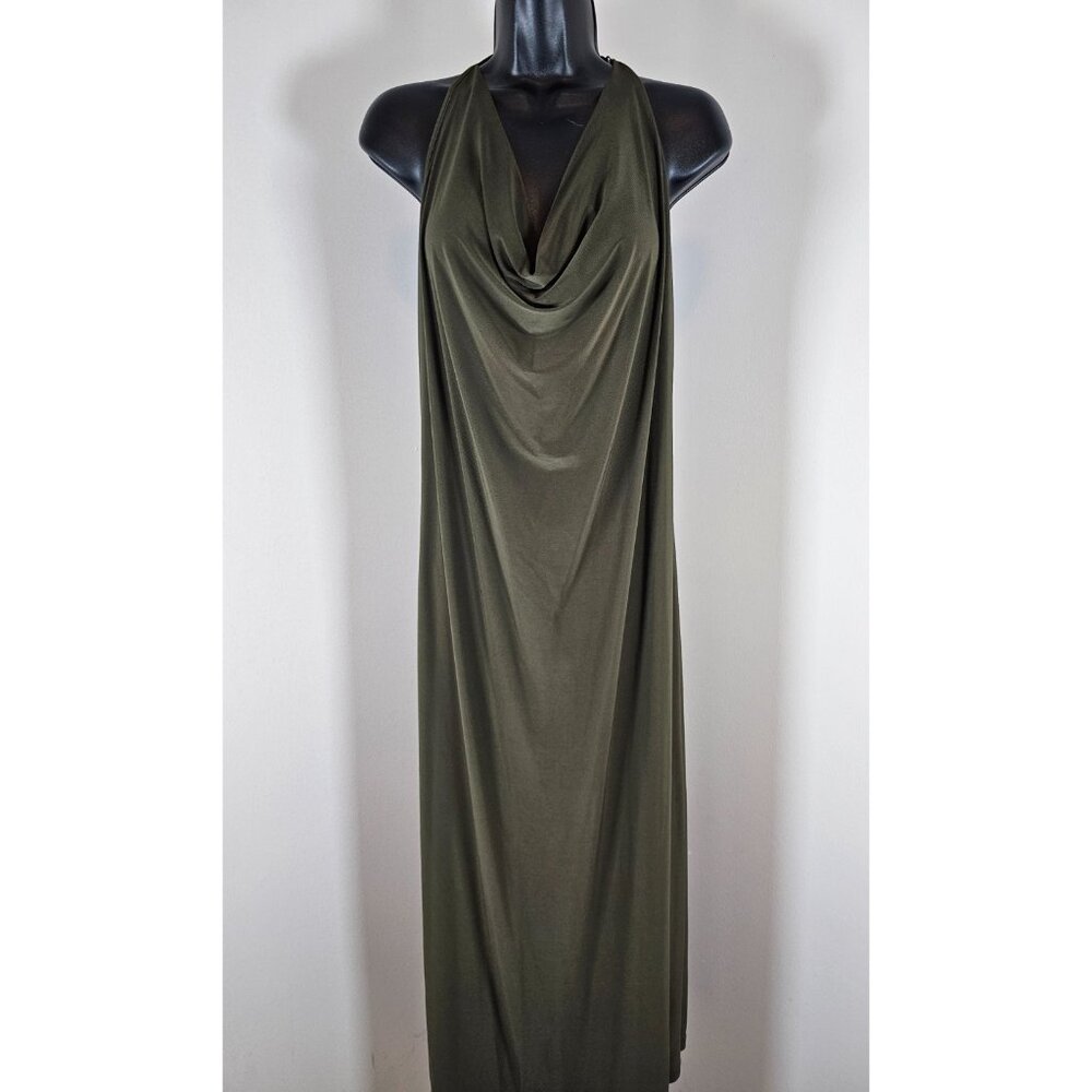 Macy's Backstage Plus Backless Halter Maxi Dress - Olive - SZ 1X